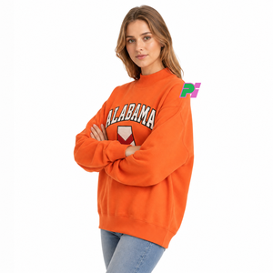 เสื้อสเวตเชิ้ตคอเต่าผู้หญิง Pook International ลายปักตัวอักษร ALABAMA พร้อมแผนที่รัฐ ผ้าฟลีซหนานุ่ม ทรงโอเวอร์ไซส์ ผ้าฝ้าย 100% - Product Image 3