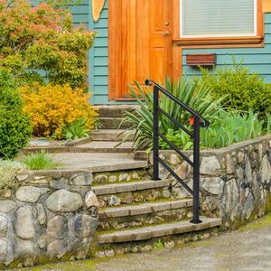 Transitional Wrought Iron Handrails for Outdoor Steps 1-3 Steps with Installation Kit Black Assistive Devices - Product Image 5