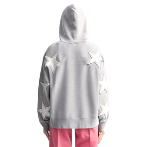 Sudadera con capucha y cremallera para mujer, 100% algodón, estampada, estilo casual, lavado ácido, corte crop, para otoño/invierno - Product Image 2