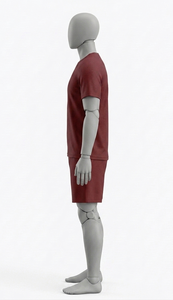 Men's Maroon Crew Neck Short Sleeve Solid Color <b>Polyester</b> <b>T</b>-<b>Shirt</b> Regular Fit Breathable Summer Athletic Wear Shorts Set - Product Image 3