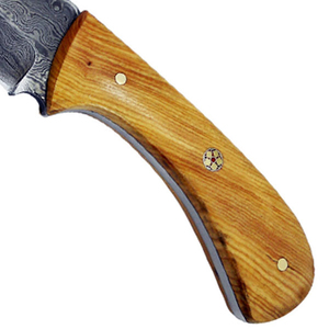 Cuchillo de Caza DIY de Última Generación y Calidad Premium, Hoja Fija de Acero de Damasco, Punta Caída, Borde Recto, Mango de Madera, Hecho a Mano - Product Image 4