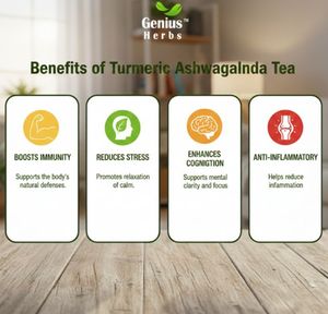 Bolsitas de Té de Cúrcuma y Ashwagandha con ingredientes de calidad cuidadosamente seleccionados para garantizar un sabor consistente y los beneficios herbales máximos. - Product Image 3