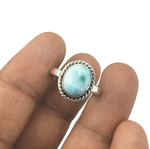 Creative Impact Bague en argent sterling 925 avec pierre précieuse ovale en Larimar naturel, sertie clos, tendance, pour mariage et fête, 2 grammes, vente en gros - Product Image 2