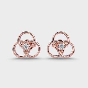 Pendientes de Diamantes Cultivados en Laboratorio con Certificación IGI, Minimalistas, con Círculos Entrelazados, Oro Amarillo/Blanco/Rosa de 14K, Pendientes Modernos - Product Image 6