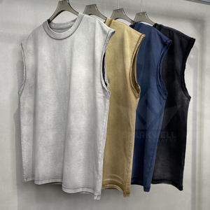 เสื้อกล้ามถักผ้าฝ้ายสีพื้นสำหรับผู้ชาย คอกลม แขนกุด สไตล์ลำลอง เนื้อผ้านุ่ม ระบายอากาศได้ดี สีเทา สีเบจ สีกรมท่า สีดำ - Product Image 1