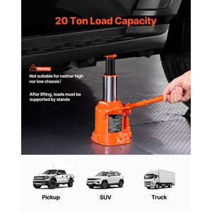 Martinetto idraulico a bottiglia saldato da 20 tonnellate/44092 libbre con manico lungo a 3 sezioni, intervallo di sollevamento 6.69-12.6 per auto - Product Image 2