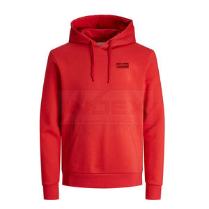 Sweat-shirt à capuche rouge pour homme INDEX, couleur unie, coton French Terry, décontracté, pour l'automne, avec poche avant et coupe classique - Product Image 1
