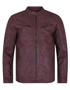 Hot Selling Men's Slim High Street Leather Jacket with Stand Collar Canvas Fabric Front Logo Winter Streetwear - Product Image 1
