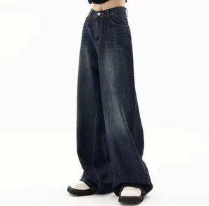 Jeans Extra Grandes para Mujer, Corte Holgado, Estilo Retro Vintage, Pierna Ancha, Pantalones Holgados para Mujer - Product Image 1