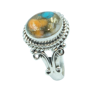 Anillo de Plata de Ley 925 con Gema de Turquesa de Ostra Espinosa Naranja de Alta Calidad, Diseño Hecho a Mano, Anillo de Promesa, Joyería Boho - Product Image 1