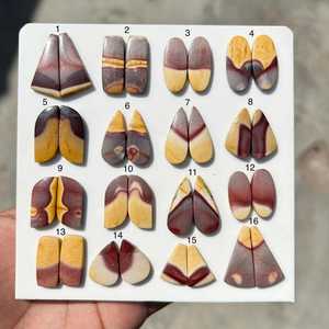 Natural Mookaite Quartz Polished Gemstone Cabochon Pair with Color Play Mixed Shapes for Jewelry Making - Product Image 4