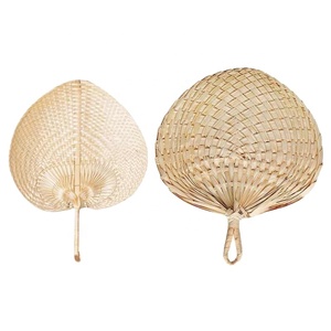 Ventilateur en bambou tissé avec feuille de tissu uni ou imprimé fabriqué au Vietnam pour le refroidissement d'événements ou l'affichage artistique - Product Image 6