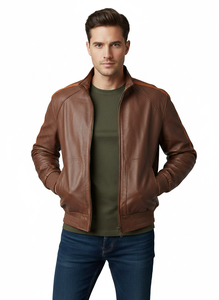 Chaqueta de Cuero Marrón para Hombre, Estilo Racing, de Lujo, Profesional, Clásica, Moderna, Ajuste Perfecto, Nueva, Talla Personalizada - Product Image 4