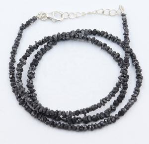 Collar minimalista de diamantes negros sin cortar de 3mm, cuentas de diamantes negros en bruto, cuentas de piedra, regalo para ella - Product Image 6