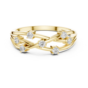 Bague de luxe en or jaune multi-pierres entrecroisées pour femme, bijou de mode ouvert pour mariage et anniversaire, cadeau - Product Image 1