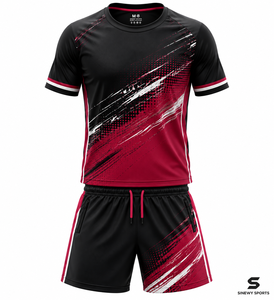 SINEWY SPORTS Conjunto de Camiseta de Fútbol para Hombre, Negro y Rojo Degradado, Sublimada, Manga Corta, Absorbe la Humedad, Ajuste Atlético, para Adultos - Product Image 2