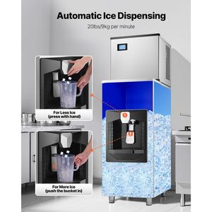 Dispenser di Ghiaccio ad Alta Capacità 180 Libbre con Contenitore, Tritaghiaccio Automatico 20 Libbre/Min, Dispenser di Bevande Regolabile in Altezza - Product Image 2