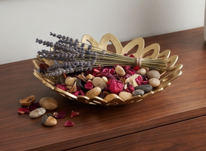 Bol décoratif floral doré de style moderne, en métal, fait main, poli, style glamour, pour décorer les cadeaux - Product Image 6