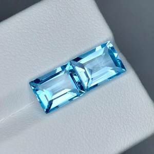Par de Topacios Azules Cielo Natural, Corte Esmeralda, Piedras Preciosas Sueltas, Par a Juego para Joyería, Certificado IGI, Proveedor Mayorista - Product Image 3