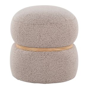 Pouf Ottoman Contemporaneo Cinch in Tessuto Beige e Legno Naturale, Sgabelli e Pouf Moderni - Product Image 2