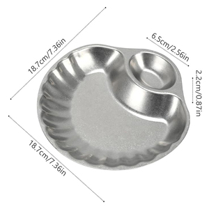 Ensemble de 2 plateaux de service pour chips et trempettes, en acier inoxydable 304 vintage avec section pour trempettes, plat de service - Product Image 2