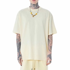 T-shirts pour hommes en coton 100% uni, couleur unie, séchage rapide, impression de logo personnalisée sur le devant, anti-plis - Product Image 1