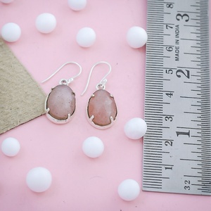 Natural Peach Moonstone Oval Cabochon Drop <b>Earrings</b> 925 Sterling <b>Silver</b> Handmade <b>Dangle</b> <b>Earrings</b> for Women Jewelry Gift - Product Image 4