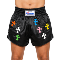 Kazananlar İçin Lüks Çapraz Yamalı Boks Şortları Özel Ön Saten Muay Thai MMA İşlemeli Premium OEM Toptan Pro Dayanıklı %100