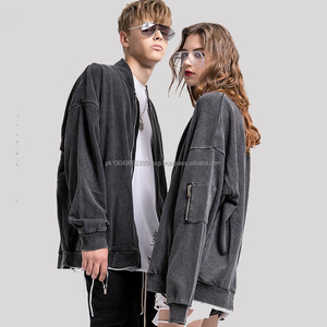 Cremalleras de desgaste de alta calidad de peso pesado Lavado en blanco Zip up Hoodie Vintage Style Hoodies - Product Image 2