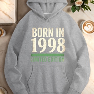 Né en 1998 Sweats à capuche décontractés en édition limitée pour femmes Tissu tricoté Techniques imprimées Col à capuche - Product Image 2
