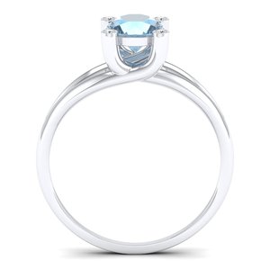 Anillo de Moissanita con Piedra de Nacimiento de Plata de Ley 925 de Claridad VVS, el Más Vendido de REYES, Precio al por Mayor, Joyería con Gema de Aguamarina - Product Image 4