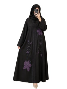 Burqa de mariage élégante et raffinée pour femmes, collection été/printemps, vente en gros Dubaï Turquie Oman, robe Abaya ouverte avec hijab - Product Image 3