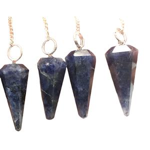 Pendule en Iolite sculpté et poli à la main |   Outil de radiesthésie en pierres précieuses Feng Shui |   Décoration d'intérieur, pendentif en forme de cœur |   Fournisseur en gros - Product Image 2