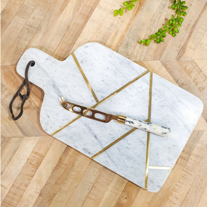 Planche à découper en marbre de qualité supérieure, planche à découper en pierre noire et blanche, élégante pour la cuisine, bloc de découpe parfait - Product Image 6