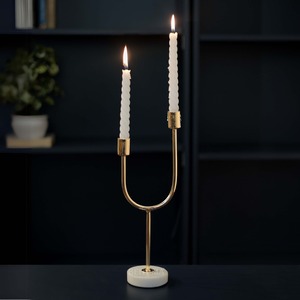 Candelabro Dorado en Forma de U con Base de Mármol de 32.5cm, Decoración para el Hogar, Soporte Metálico - Product Image 3