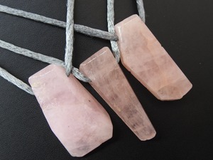 Natural Rose Quartz Sideways <b>Drill</b> Pendant - Smooth Polished Fancy Shape Loose Gemstone for Jewelry Making - 3MM Large Hole <b>Pink</b> - Product Image 6
