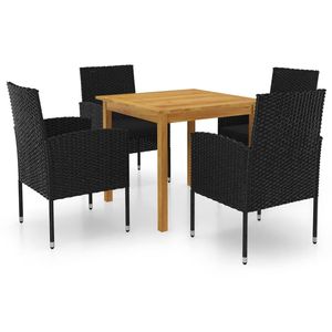 Set da pranzo Patio nero da 5 pezzi - Product Image 1