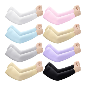 ปลอกแขนโพลีเอสเตอร์แบบใหม่ UPF50+ ป้องกันแสงแดดแบบสามส่วนสำหรับผู้หญิง สีขาว ชมพู ฟ้า เบจ เทา ม่วง ดำ - Product Image 1