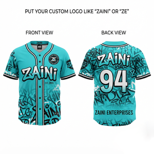 Camiseta de Béisbol para Hombre, 180 GSM, Malla de Poliéster Premium, Color Verde Azulado, Negro y Blanco, Sublimación, Logotipo Personalizado, Botones, Ropa Deportiva para Equipos - Product Image 1