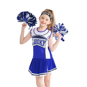 Conjunto de Disfraz de Animadora para Niñas, 100% Poliéster, Estampado por Transferencia Térmica, con Pompones y Medias para Actuaciones en Escenario - Product Image 4