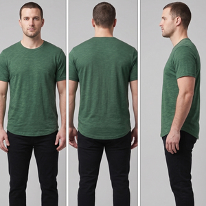 Men's Green Short Sleeve Henley T-Shirt Plus Size Summer Henley Tee Shirts Men Street Fashion Henley <b>TShirts</b> Mens - Product Image 3