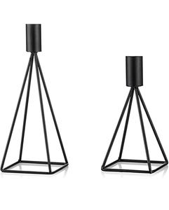 Bougeoir conique structuré géométrique noir moderne Bougeoir décoratif de table métallique de qualité supérieure Décoration de Noël et d'événements - Product Image 3