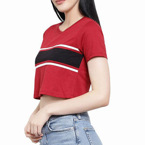 Crew Neck Crop Tee Premium Cotton Summer Fashion Top OEM ODM Factory Direct Supply Women's Basic Solid Crop Top - Product Image 6