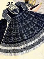 Nouvelle tenue Anarkali pour femmes, style de fête, broderie artisanale, réversible, sans plis, séchage rapide, coton Maslin