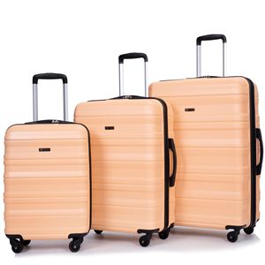 Set di bagagli leggeri espandibili in 3 pezzi valigia per PC resistente con ruote Spinner e lucchetto (21/25/29) Color pesca - Product Image 2