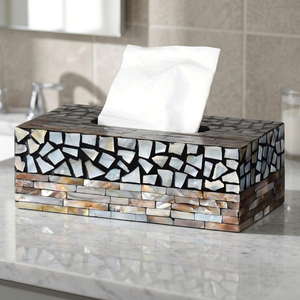 Cubierta de Cerámica para Caja de Pañuelos con Diseño Floral Mosaico Estilo Wabi-Sabi para Decoración del Hogar - Product Image 3