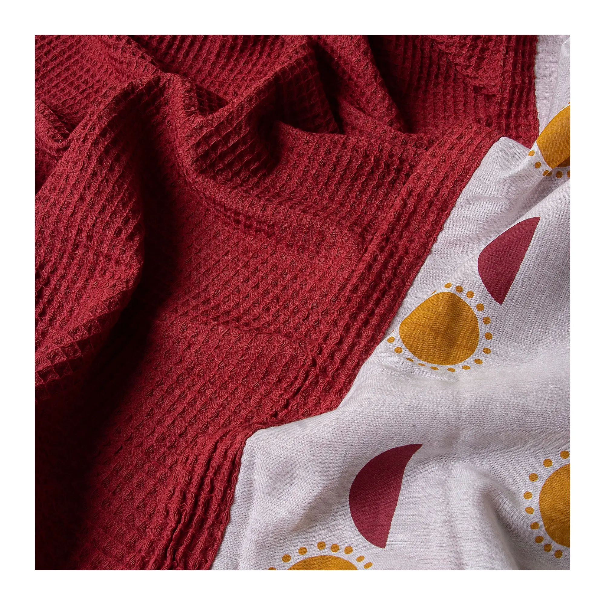 कस्टम वाफ़ल बेबी कंबल कपास हाथ ब्लॉक मुद्रित बेबी रैप के लिए बच्चे के लिए