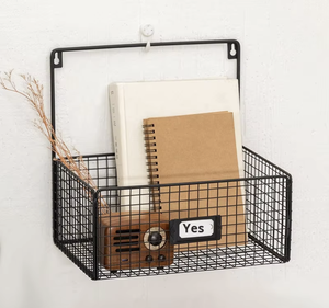 Metal Wall Mounted Storage <b>Basket</b> Iron Hanging Rack Kitchen Bathroom Dorm Room Organizer <b>Shelf</b> - Product Image 4