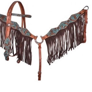 Diadema occidental de cuero de vaca, conjunto de 2 tonos, con cuello de pecho, fabricante al por mayor, 100% - Product Image 1