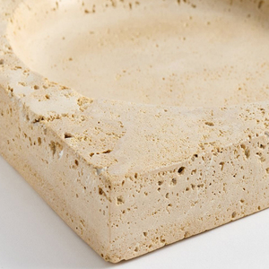 Bandeja Decorativa de Travertino Hecha a Mano con Dos Patas para Decoración del Hogar, Portafrutas de Travertino - Product Image 2